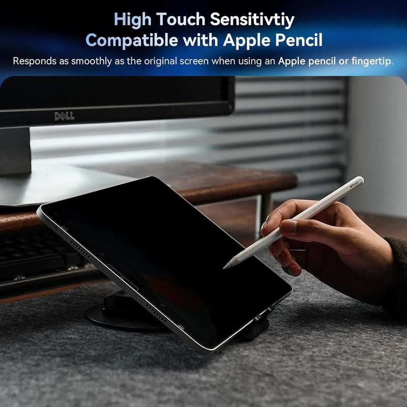 Protescreen Privacy Screen Protector Compatible With iPad 10th 2022 10.9" & iPad 11th A16 2025 11", Anti Glare Blue Light Spy Filter Private, High Sensitive Bubble-Free Easy Install Black Security Screen Shield - Image 5